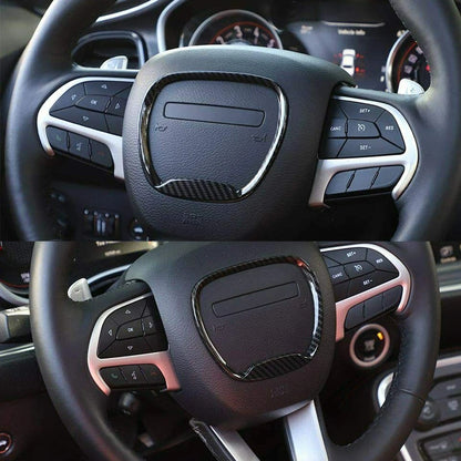 Carbon Fiber Steering Wheel Center Trim Ring Cover for Dodge Challenger (2015-2023)
