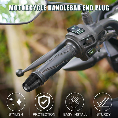 Handlebar End Plug Aluminum Alloy 18-20mm 33.5mm OD Black 2 Pcs for Motorcycle
