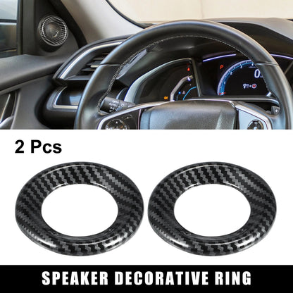 2 x Car Loudspeaker Circle Trims for Honda Civic (2016-2023) - Carbon Fiber Black