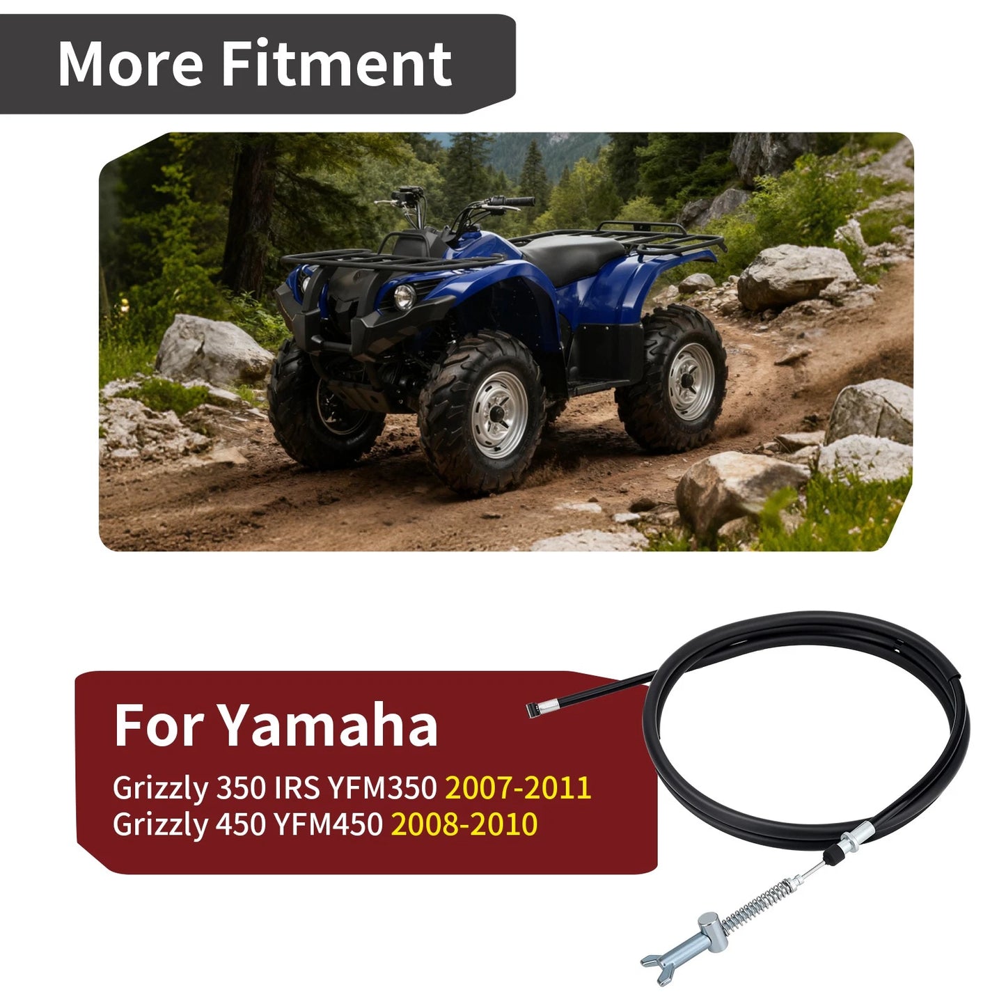 Rear Hand Park Brake Cable for Yamaha Grizzly 350/450 (2007-2014)