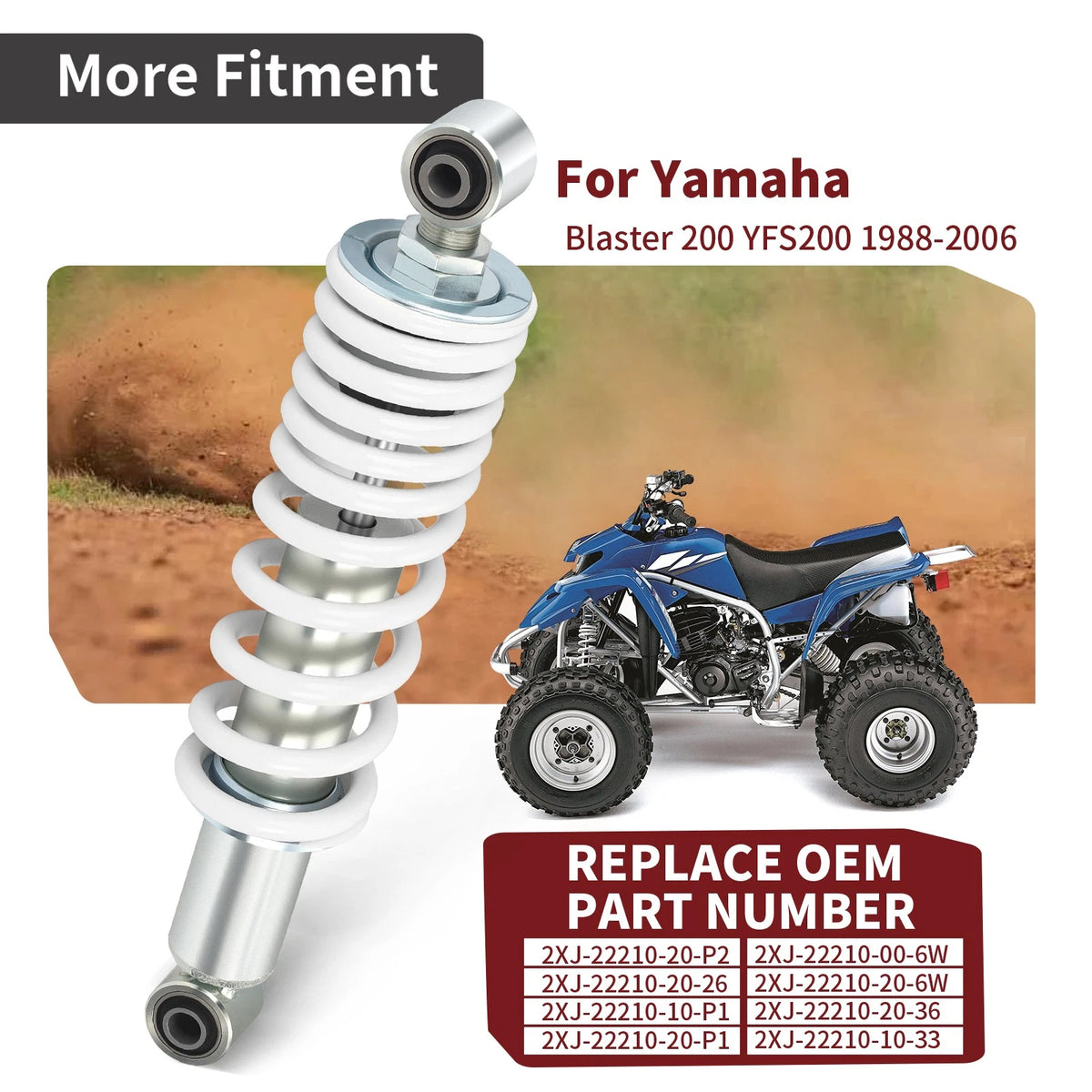 Rear Shock Absorber White 2 x for Yamaha Blaster 200 YFS200 (1988–2006)