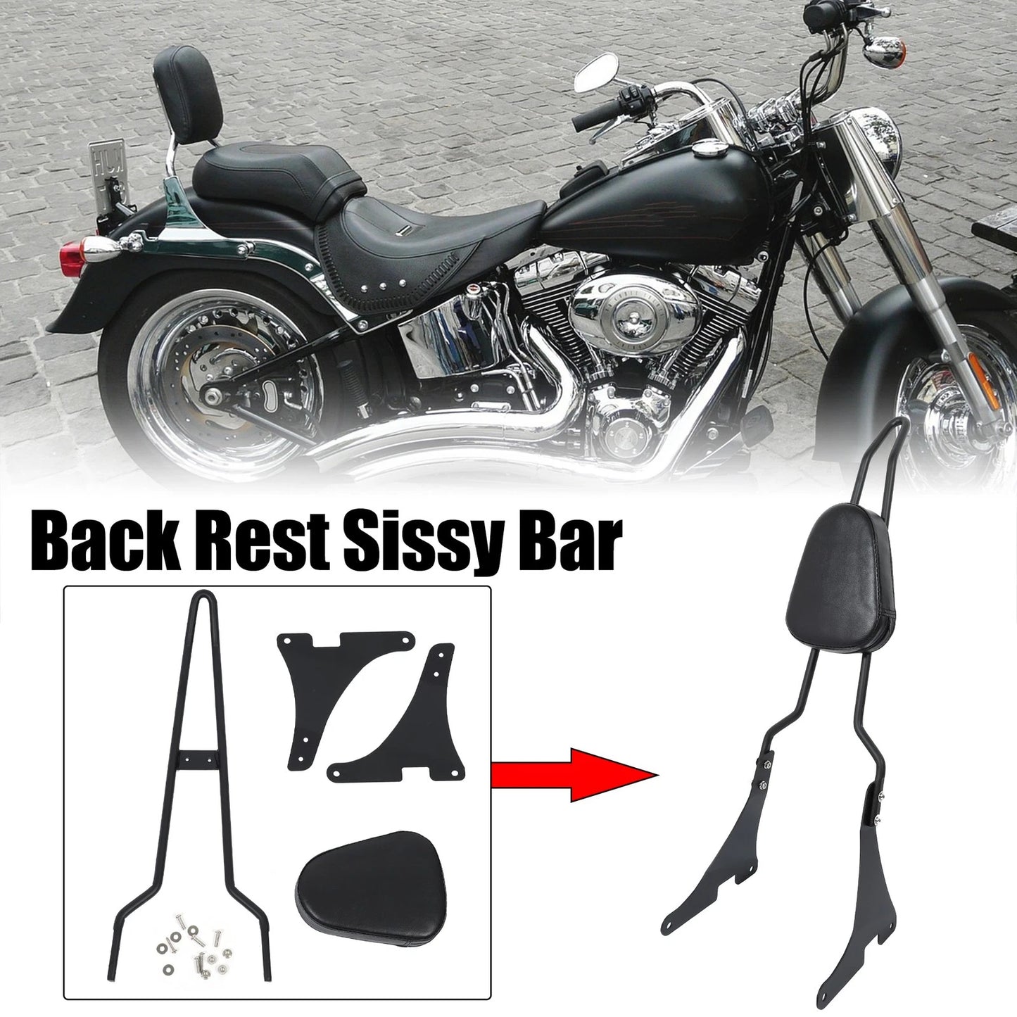 Motorcycle Rear Seat Back Rest Sissy Bar for Harley Davidson Dyna (2008–2017)
