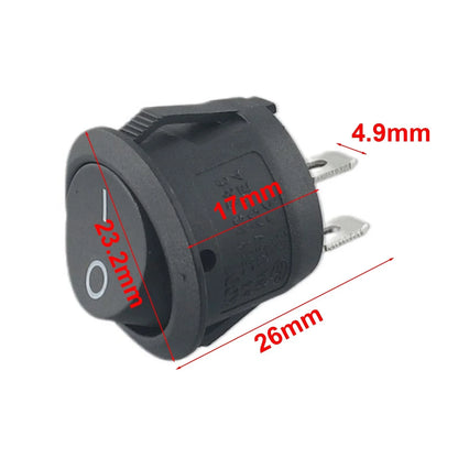 12V Small Round Rocker Switch 2 PIN SPST for Campervan/Caravan/Boat