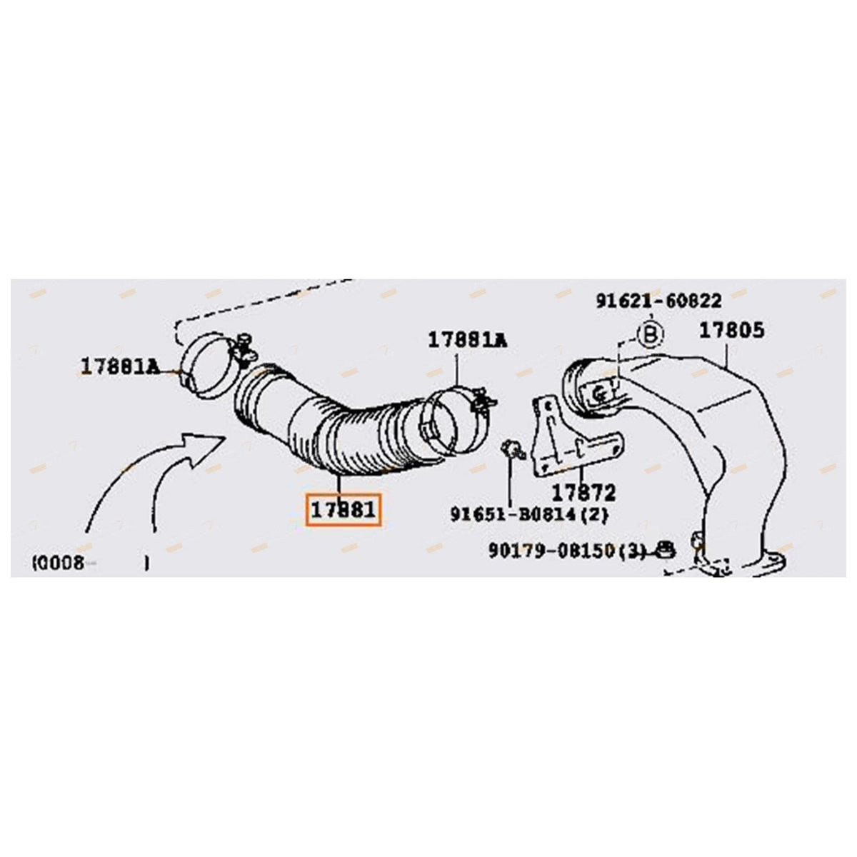 Rubber Air Cleaner Intake Hose 5L for Hiace Van Diesel (00-04)