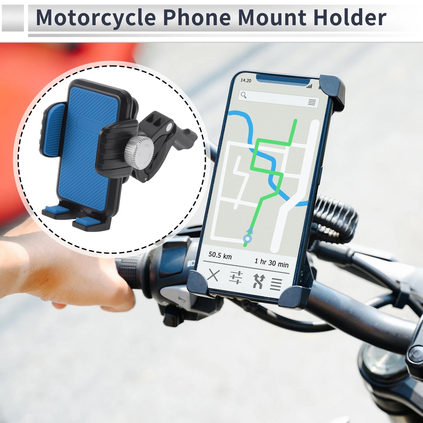 Phone Mount Holder 4.7-7.2in for Motorcycle Blue