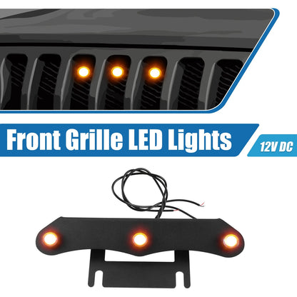 LED Front Grille Lights Set for Jeep Gladiator JT (2020-2023) Amber Black