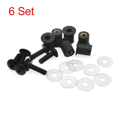 6 x 5mm Thread Diameter Motorcycle Windscreen Windshield Screw Nut
