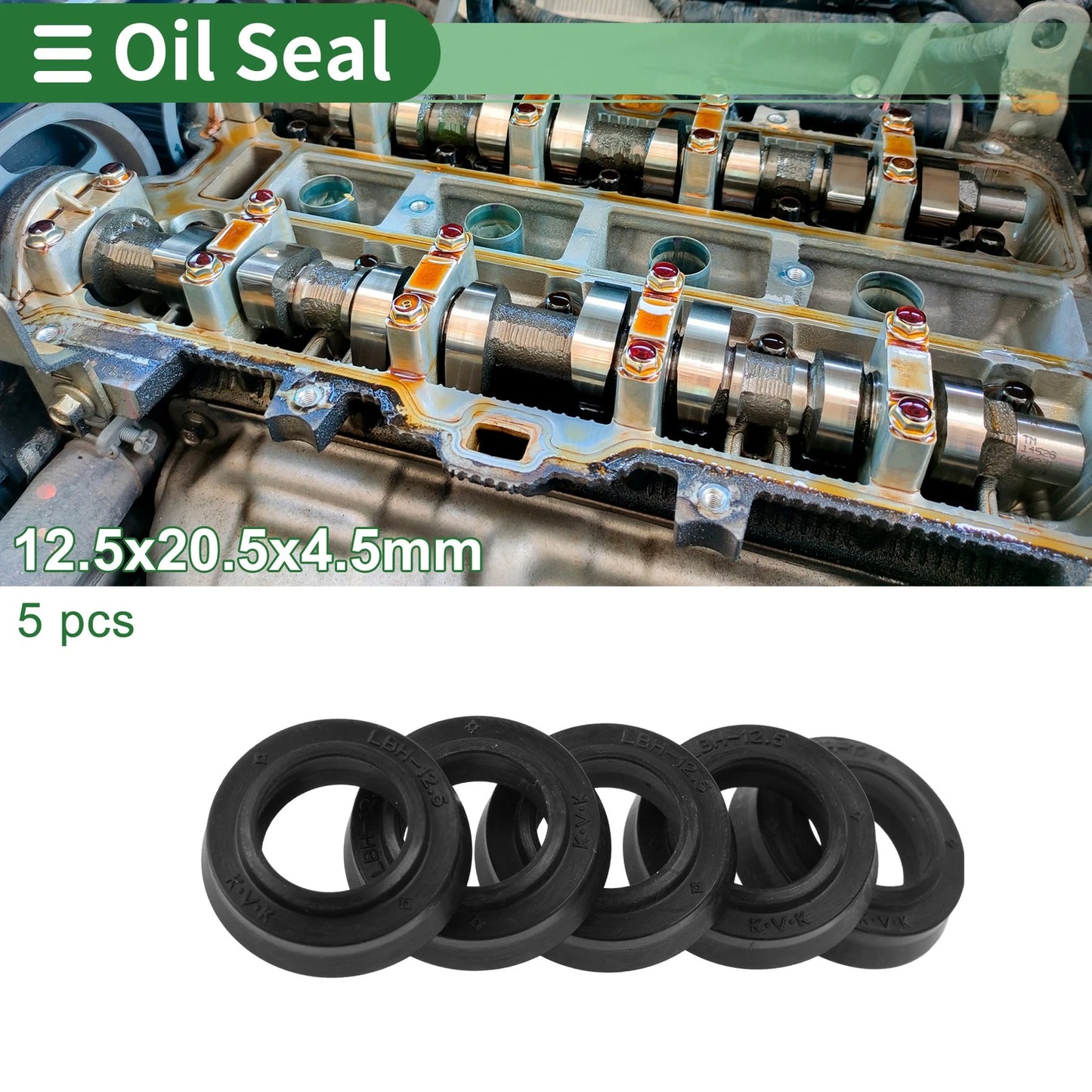 Oil Seal 12.5x20.5x4.5mm Black 5 Pcs Seal Ring Rotary Shaft NBR Rubber