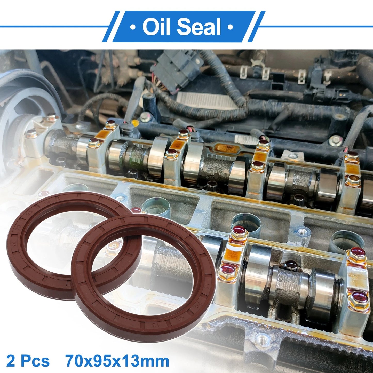 Oil Seal 70x95x13mm Brown 2 x Seal Ring for Vehicle