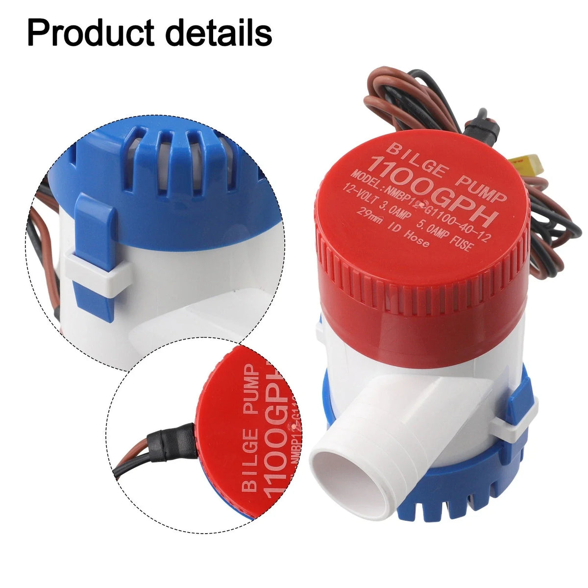 Heavy Duty Bilge Pump for Boats 12V Submersible with Ignition Protection