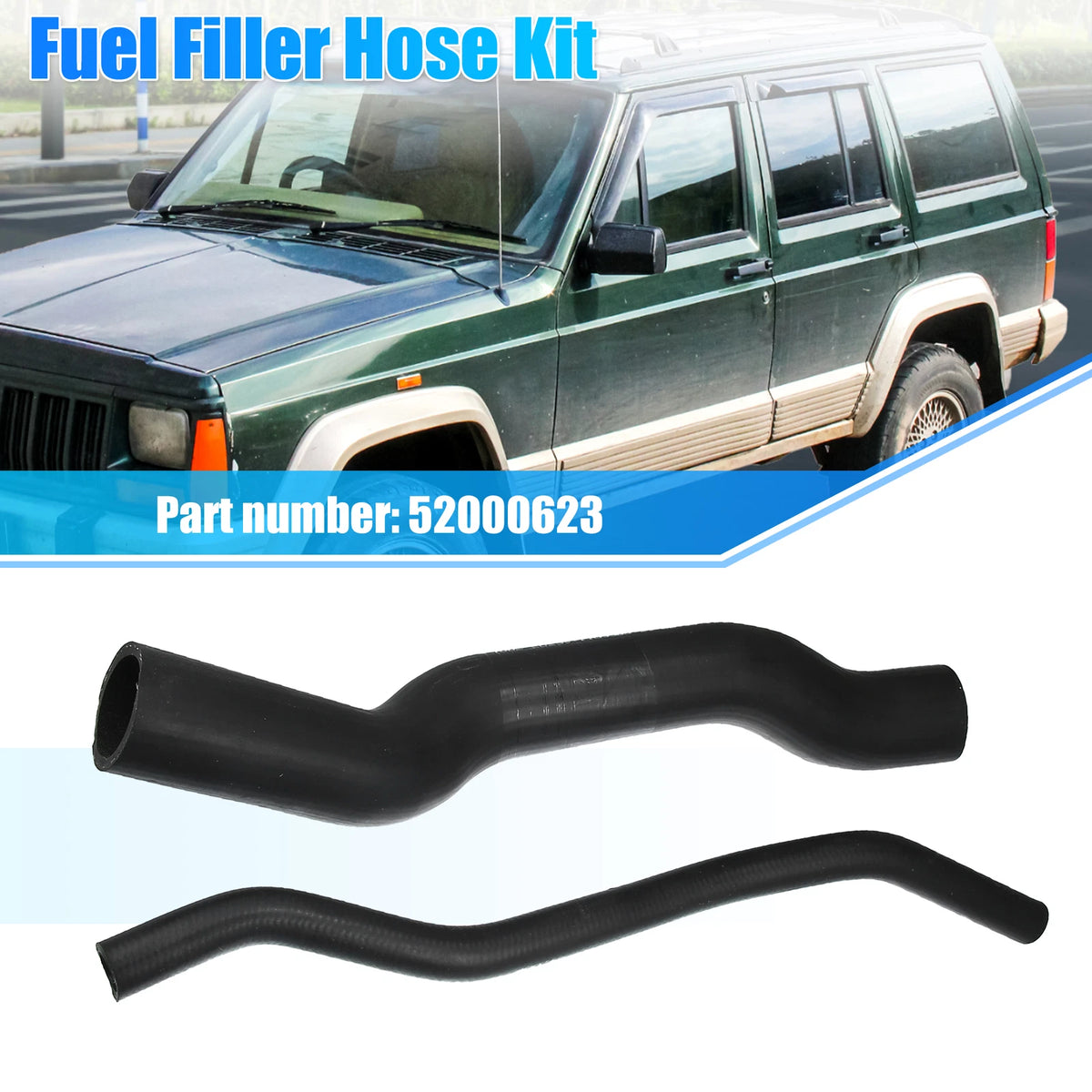 Fuel Fill & Vent Hose Kit for Jeep Cherokee XJ (1984-1996) Rubber Black