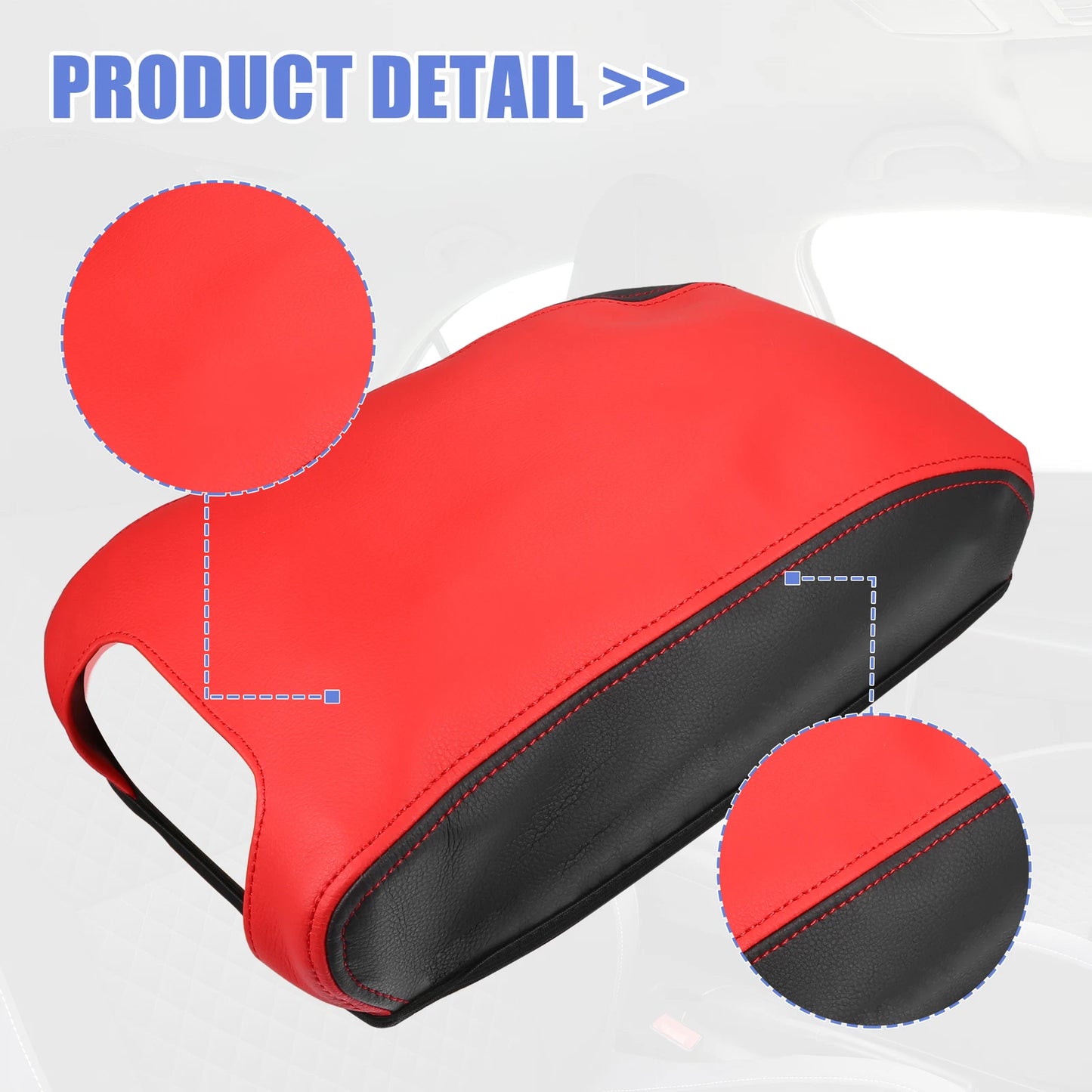 Car Center Console Lid Armrest Cover Black Red for Jeep Wrangler (2011-2017)