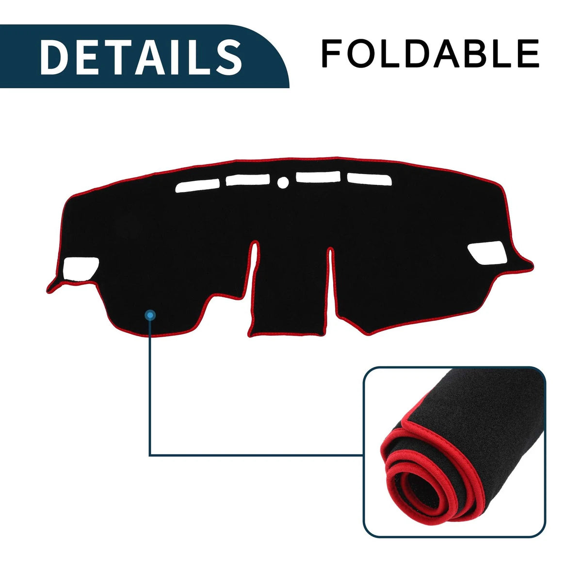 Dashboard Cover Mat for Toyota RAV4 2019-2024 with Sticker Black Red 1 Set