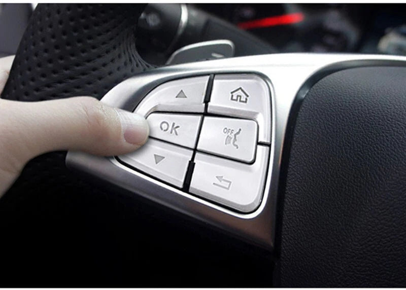 12pcs Steering Wheel Remote Buttons Cover Trim For Benz C GLC C200 C350 C300