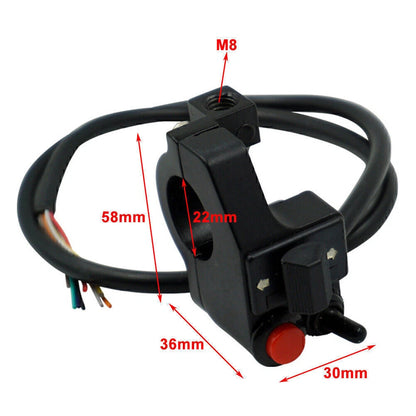 7/8" Motorcycle Left Handlebar Switch for Turn Signal, High/Low Beam, Horn