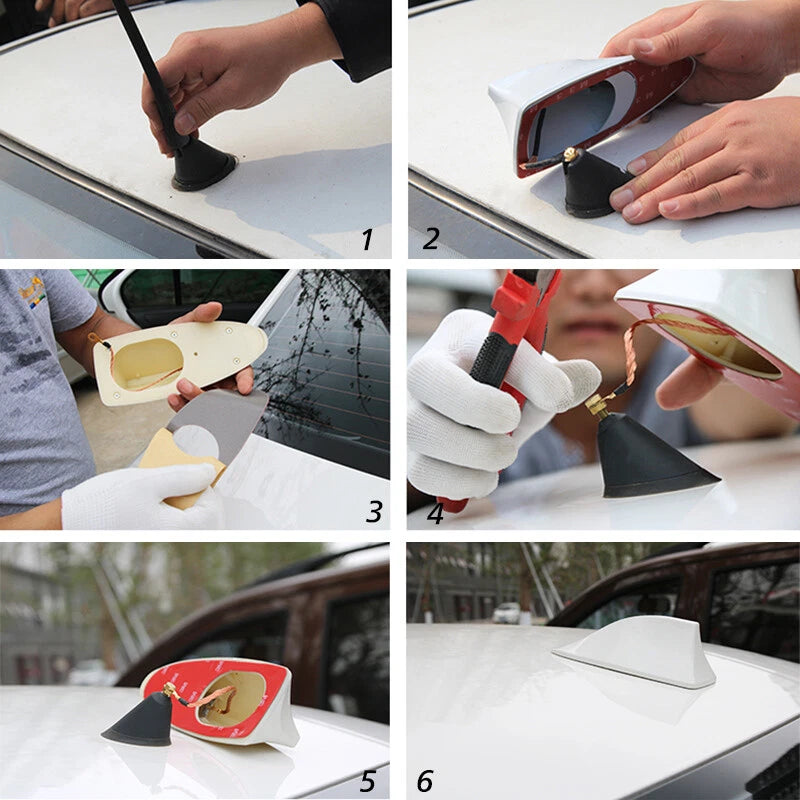 Universal White Shark Fin Antenna Cover for Car Signal Radio AM/FM Aerial