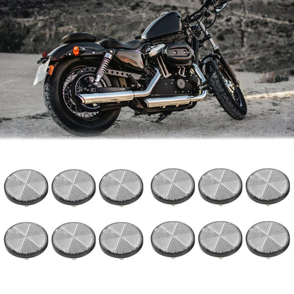 6 Pair M6x1.0 White Universal Screw Mount Warning Reflector for Motorcycle Bike