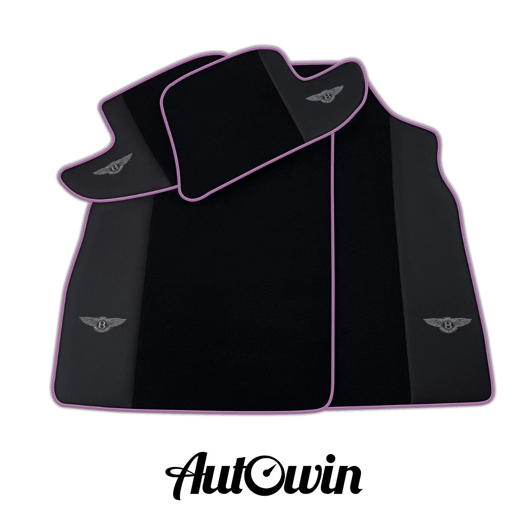 AutoWin Black Floor Mats for Bentley Continental GT (2003-2011) - Purple Trim