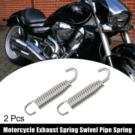2 x Exhaust Pipe Spring / 58mm / Universal Stainless Steel for Motorcycle