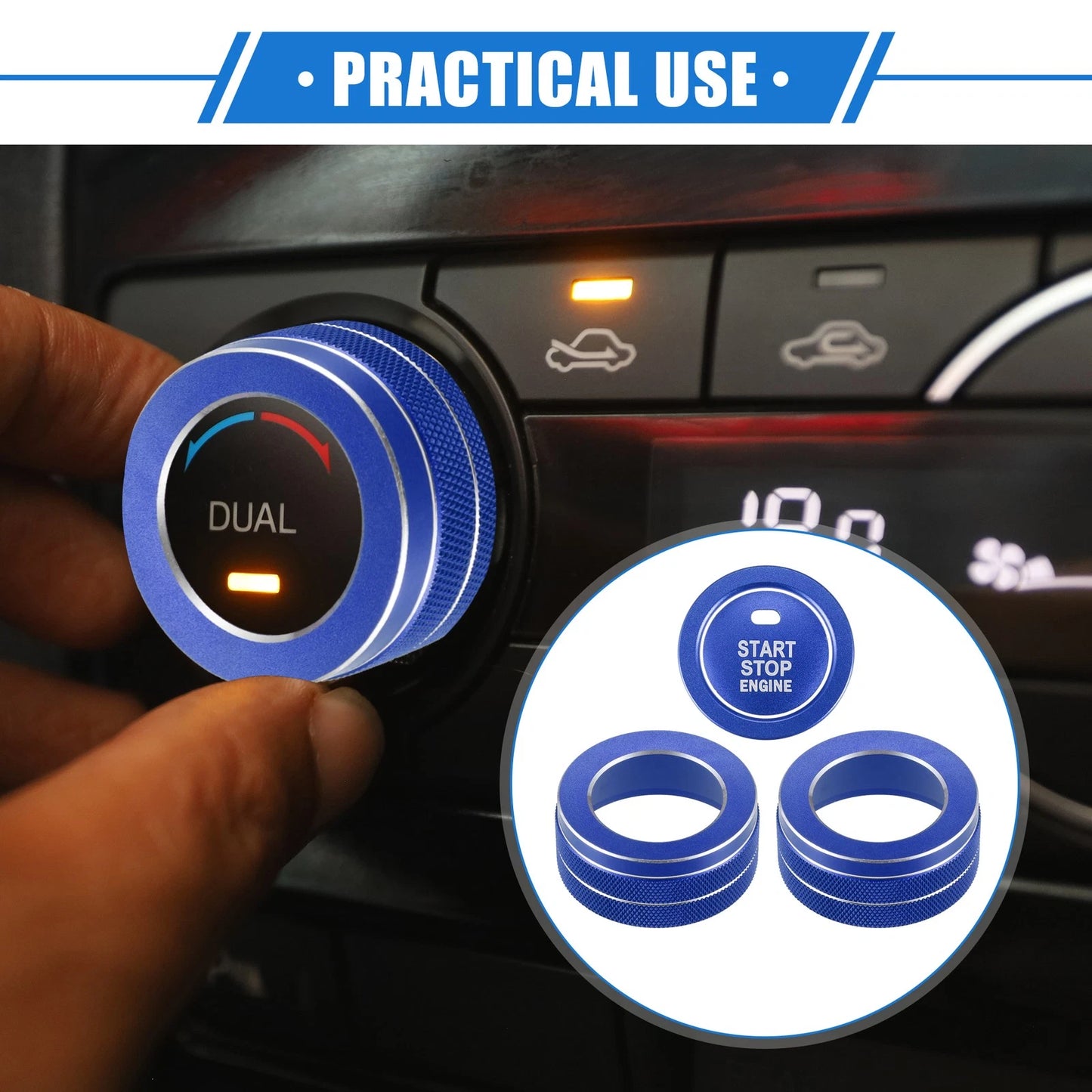 4 x Car AC Climate Control Knob Ring for Toyota RAV4 (2019–2023)