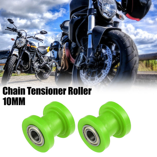 2 x 10mm Drive Chain Pulley Tensioner Rubber Wheel for Motorcycle Green