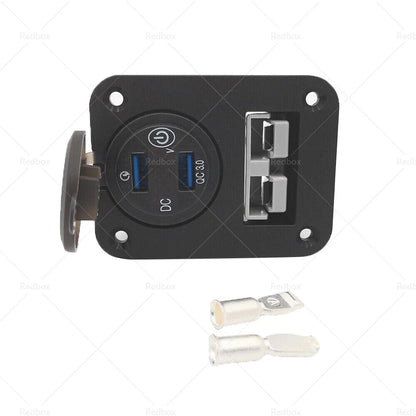50 Amp Dual USB Socket Flush Mount QC 3.0 Port for Car