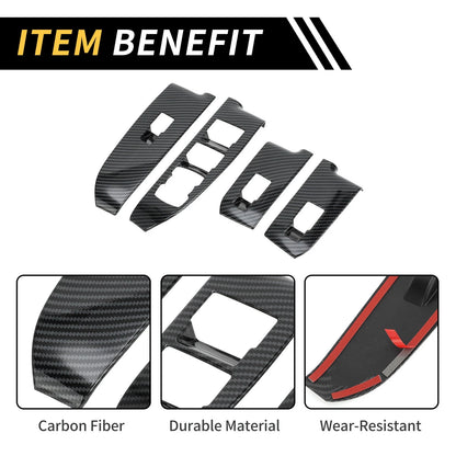 Carbon Fiber Front Door Window Switch Panel Set for Ford Maverick (2022-2024)