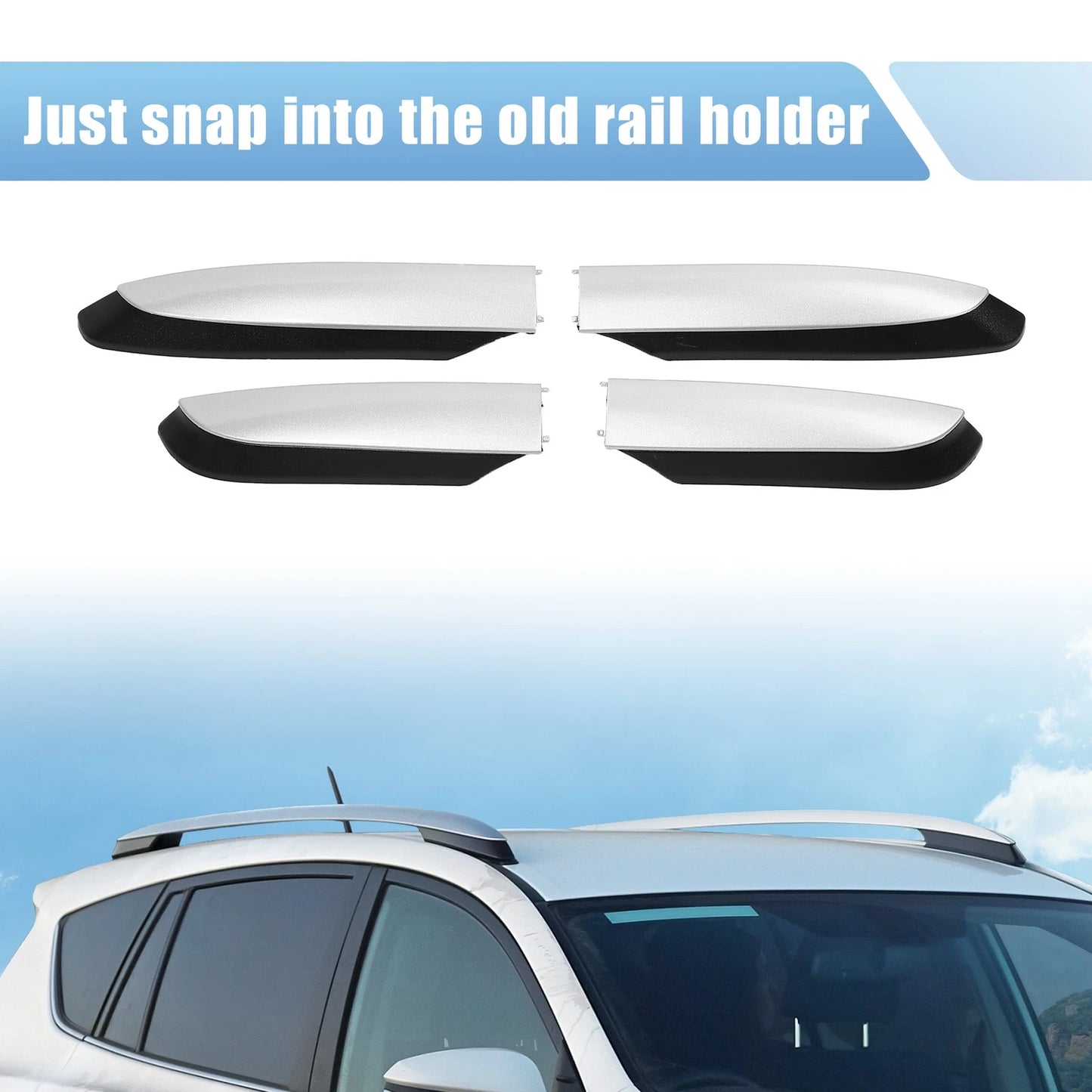 Roof Rack Rail Cover End Shell Cap for Toyota RAV4 (2013-2018)
