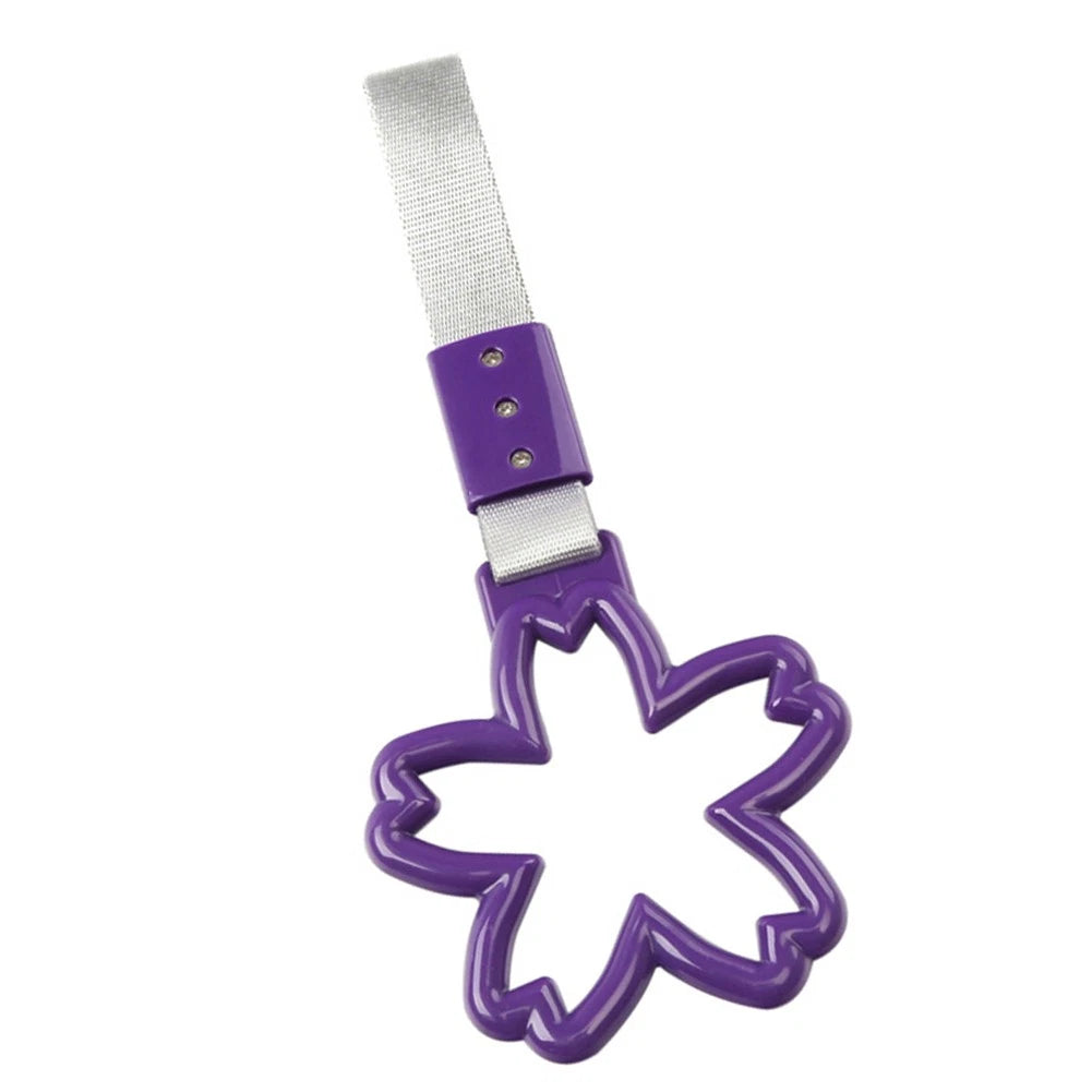 JDM Flower Ring Car Handle Strap Charm for Subway Train Bus - Purple