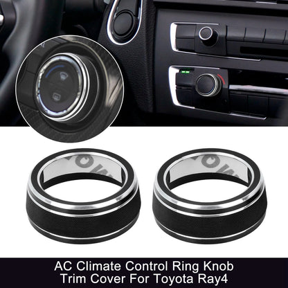 Black AC Climate Control Knob Trim Covers for Toyota RAV4 (2019-2020)