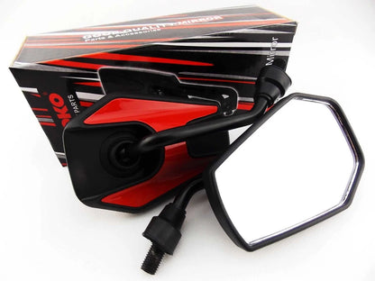 Black Red Hex Soko Mirrors for Suzuki GT250 (1971-1983)