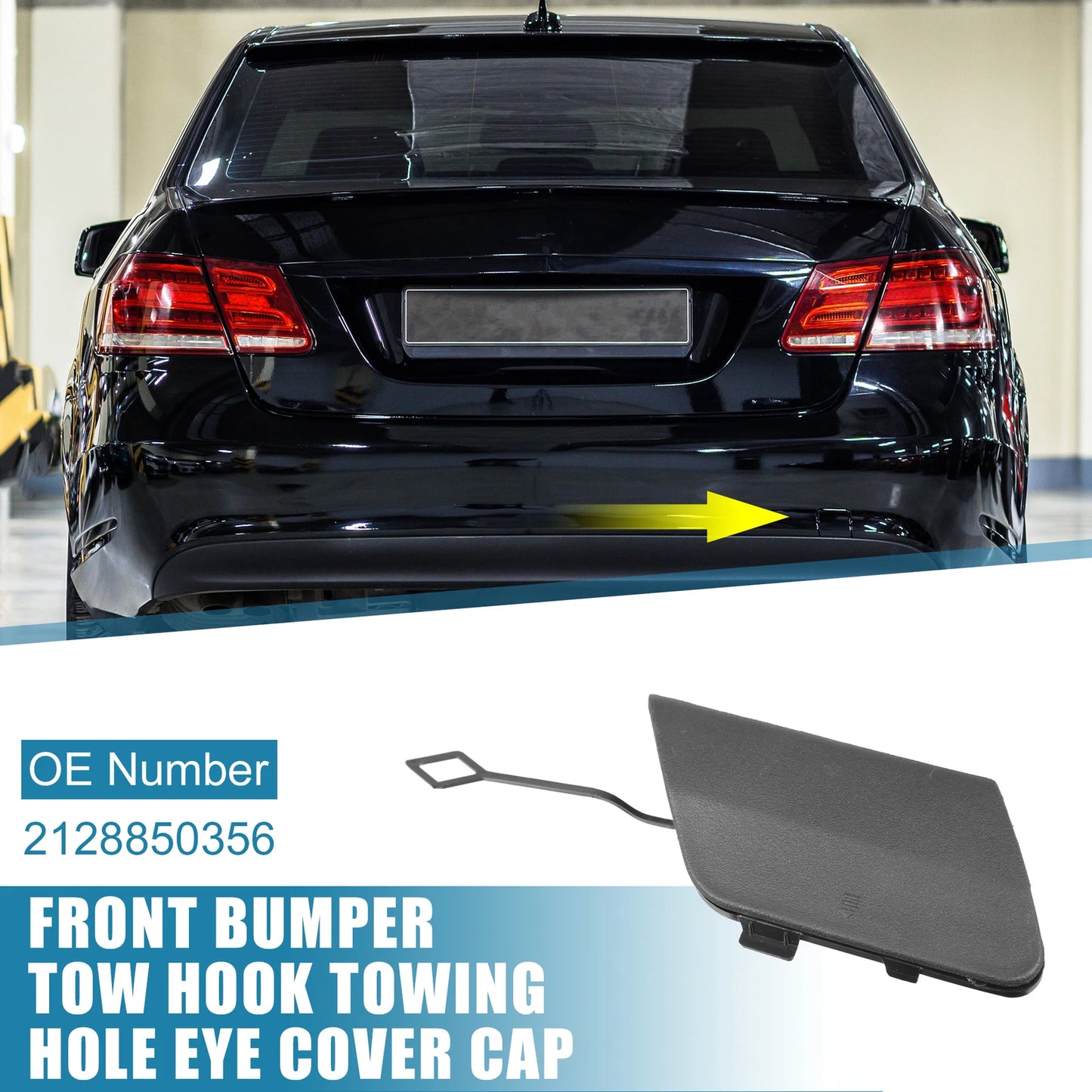 Car Rear Bumper Tow Hook Cover for Mercedes-Benz E200 (2014-2016) Black