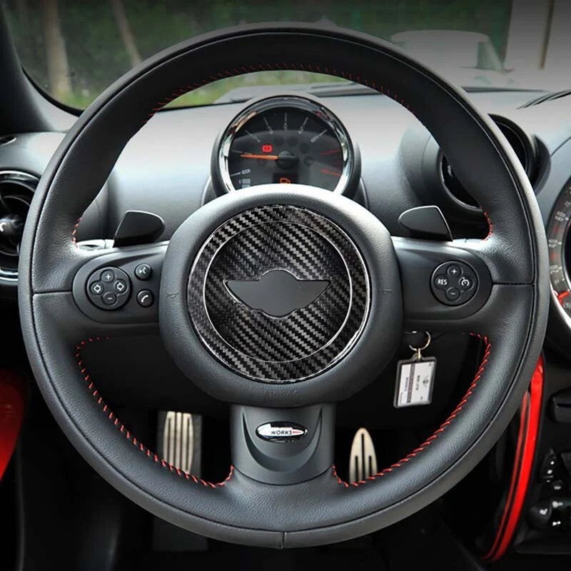 Dry Carbon Fiber Steering Wheel Center Logo Cover Fits Mini Cooper R55 R56 R60