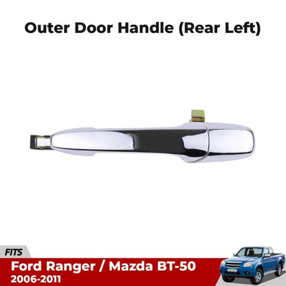 Outer Door Handle Chrome Rear LH Fits Ford Ranger Mazda BT-50 Ute 2006-11 D06