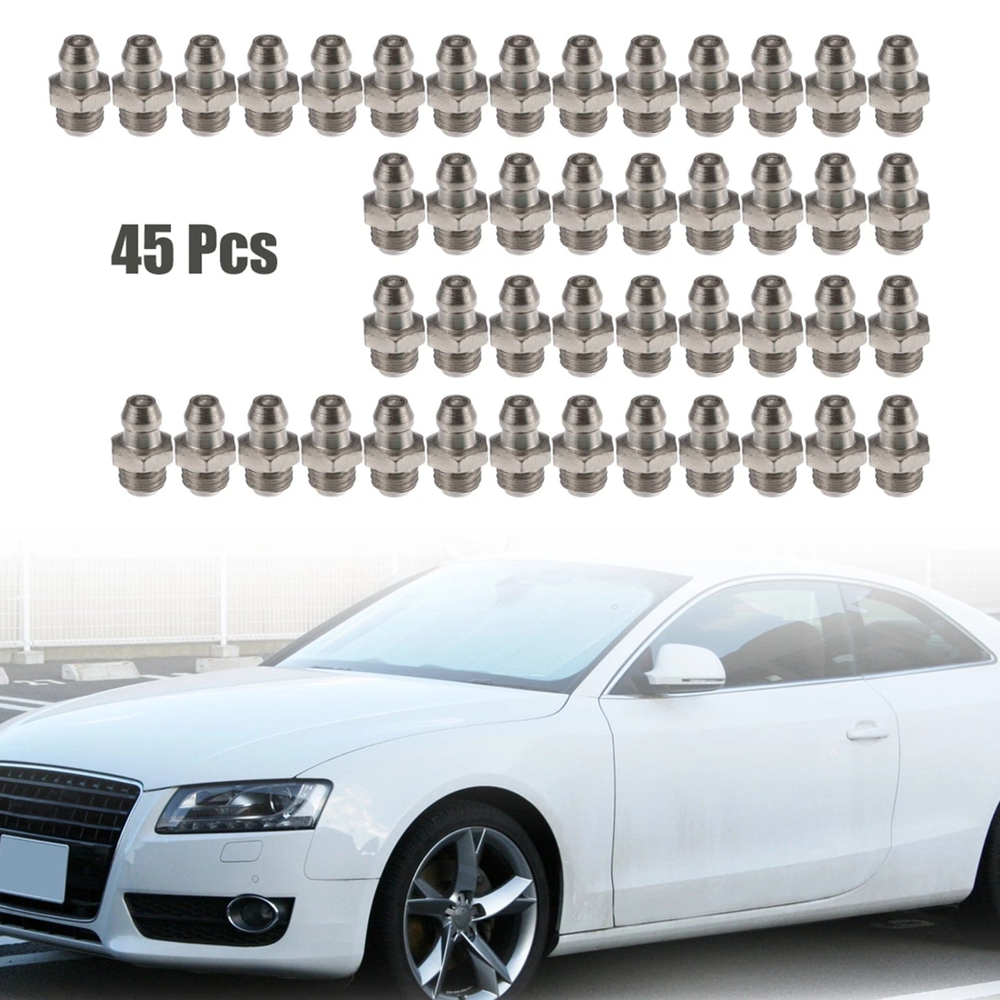45pcs M8 x 1 Nickel Plated Grease Nipple Fitting for Motorcycle Car