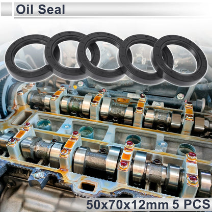 Oil Seal 50x70x12mm NBR Rubber Rotary Shaft Seal Black 5 Pcs for Make Model