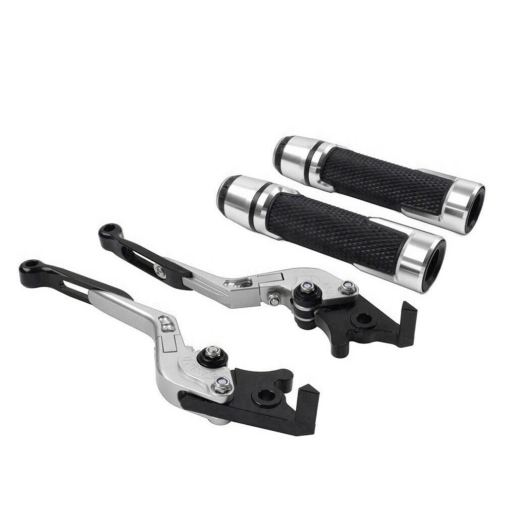 Silver Extendable Brake Clutch Lever Grip Set for Yamaha YZF R3 MT-03 (2015-2023)