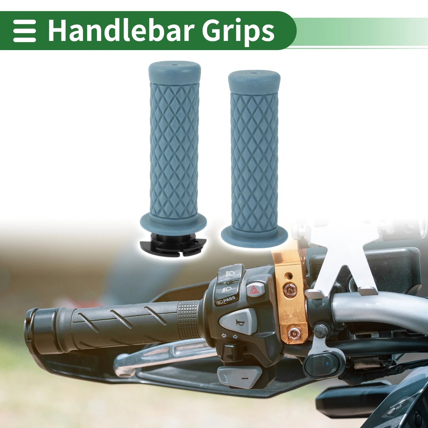 7/8" 22mm Hand Grips Cover Kit for Motorcycle TPU Gray Blue