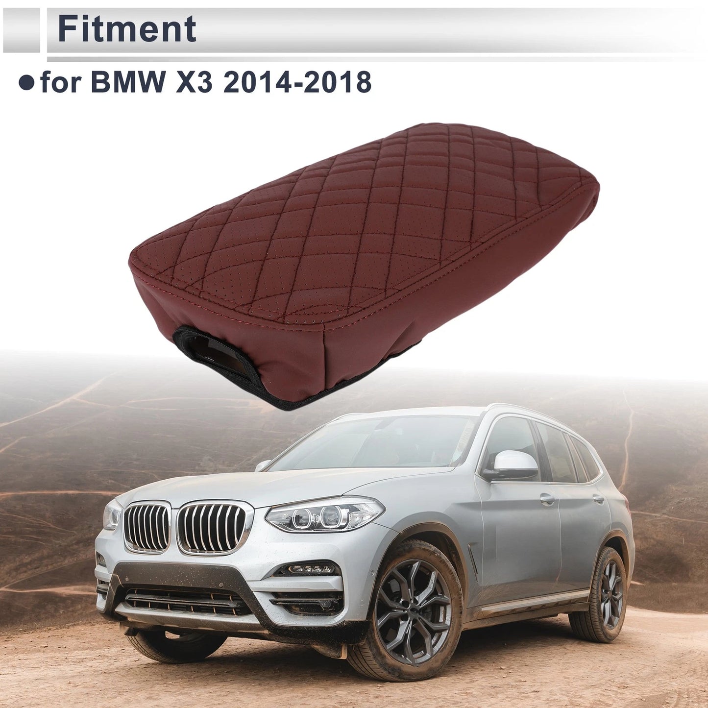 Car Center Console Cover for BMW X3 2014-2018 Wine Red 1 x Cover