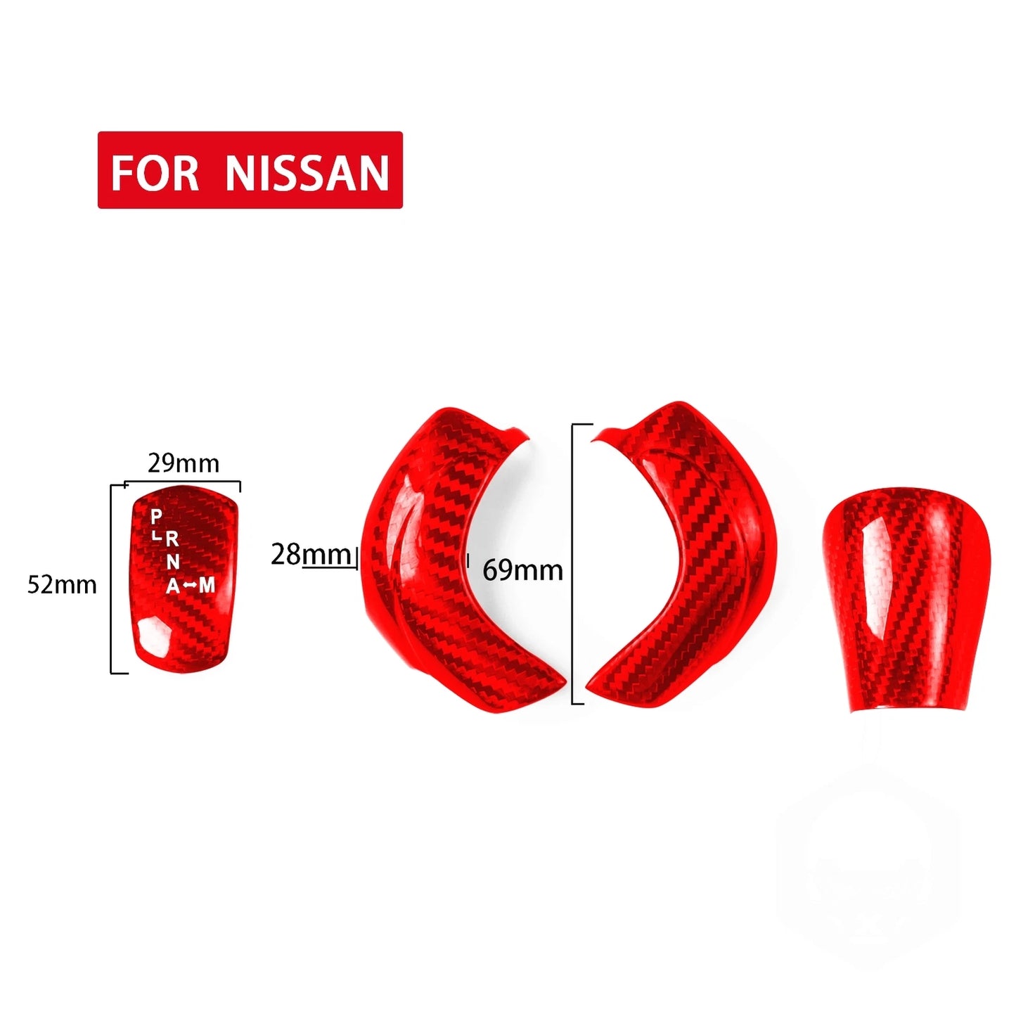 Gear Shift Knob Cover for Nissan GTR R35 (2008-2016) Red Carbon Fiber