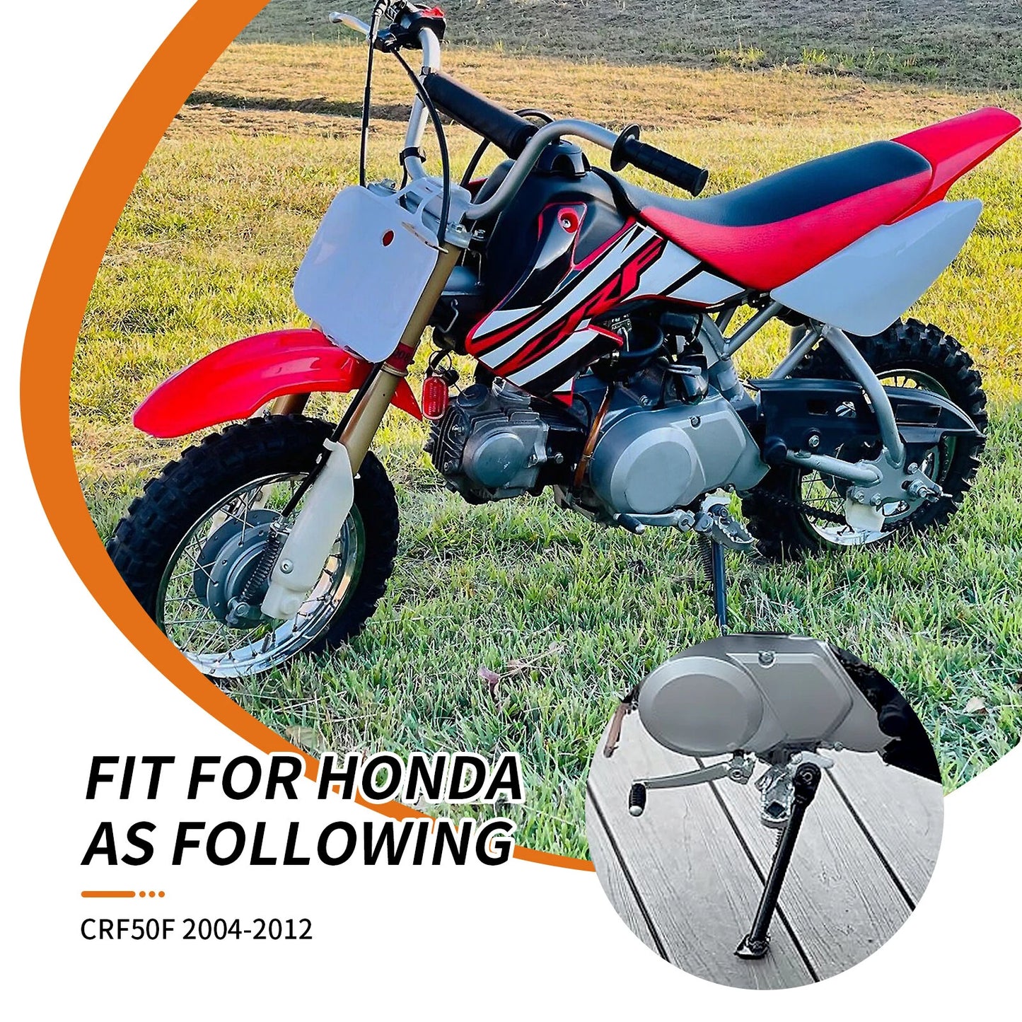 Side Kick Stand Assembly w/ Spring Bolt for Honda CRF50F (2004–2012)