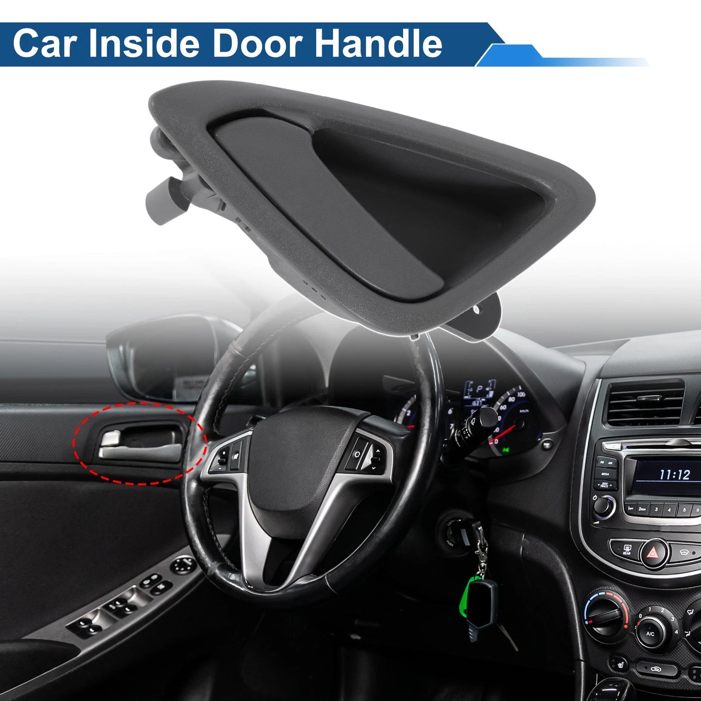 Front Passenger Side Interior Door Handle for Chevrolet Sail Gray (2010 - 2014)