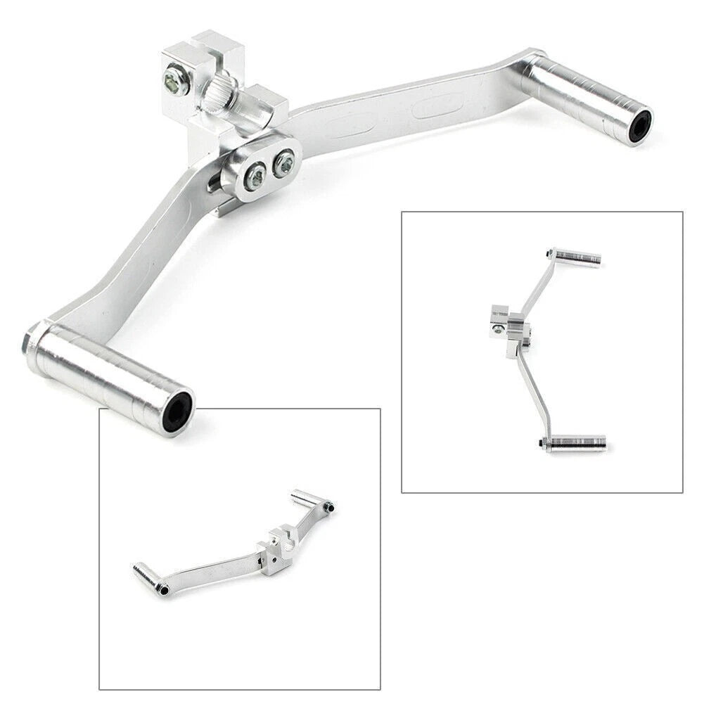 Dual Way Gear Shift Lever Footrest Pedal Shifter for Motorcycle - Silver Aluminum