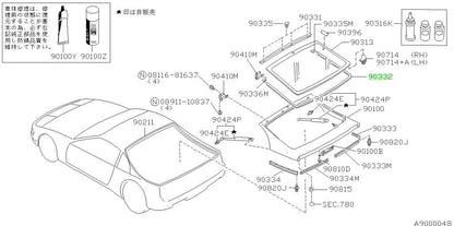 Rear Backdoor Glass Molding for NISSAN 300ZX FAIRLADY Z32 (1989–1996)