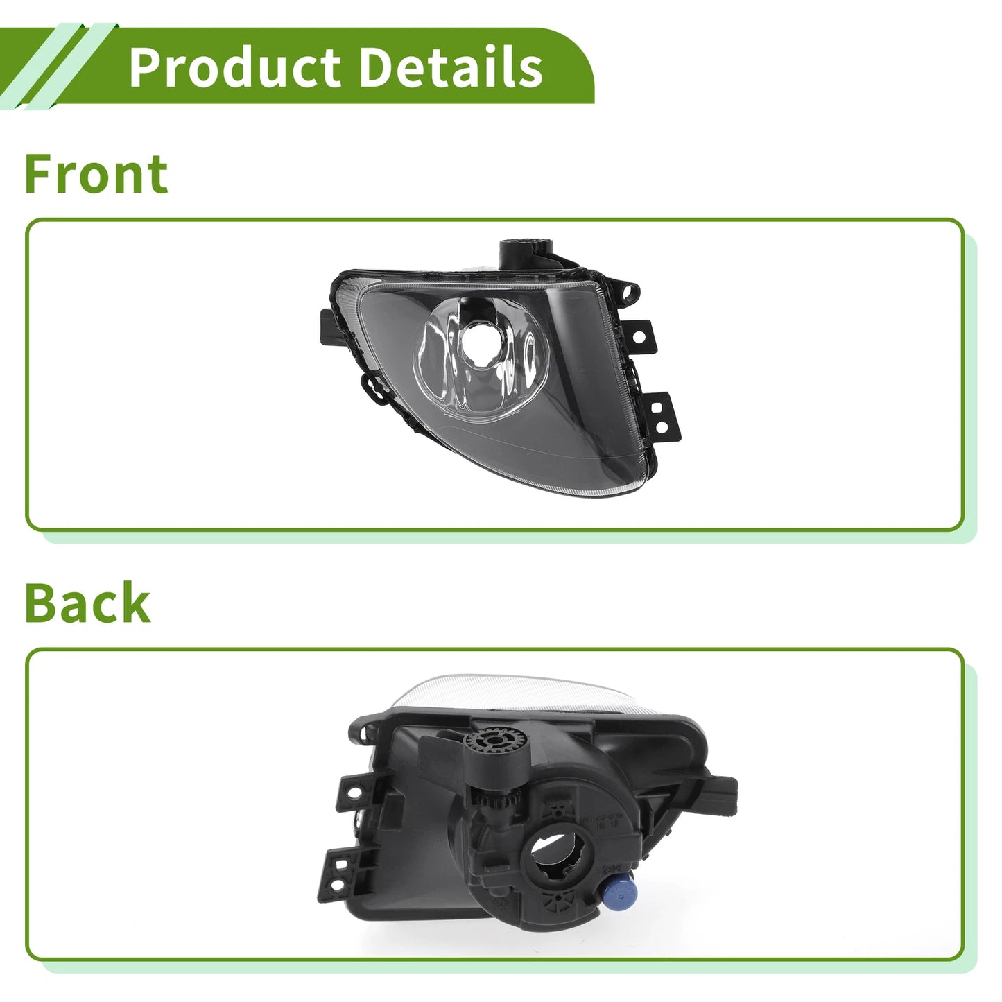 Right Fog Light Grill for BMW 535i 2010-2017 (1 x Clear, Black)