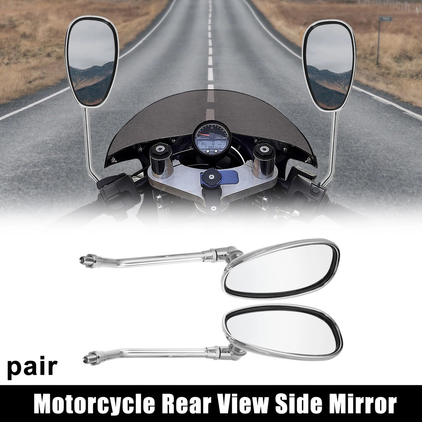 Pair Motorcycle 10mm Screw Rearview Mirror Universal for Kawasaki Honda