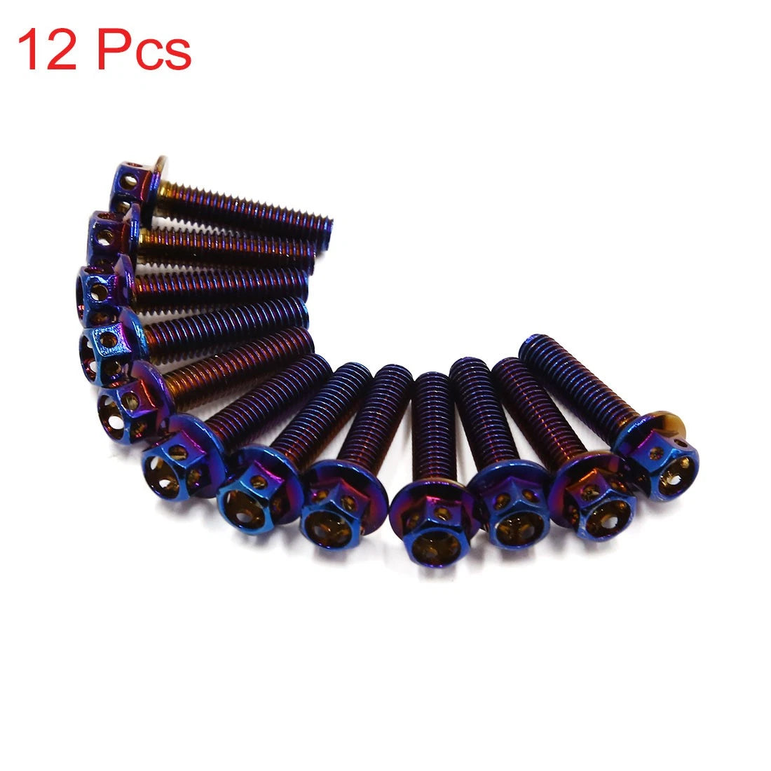 12 x M6 Colorful Titanium Alloy Fairing Bolts Fastener Screws for Motorcycle