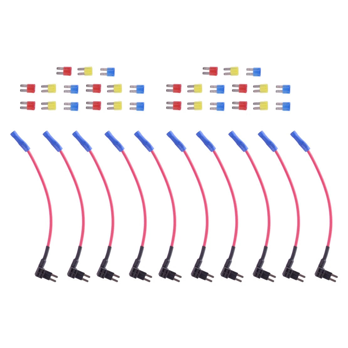 10 x Micro2 Car Add A Circuit Fuse Tap Adapter & 30 x Fuse Sheets for Vehicles