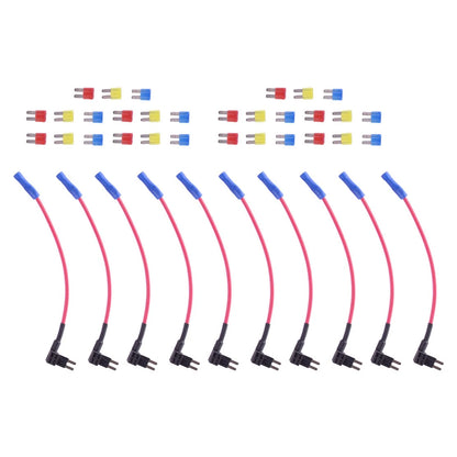 10 x Micro2 Car Add A Circuit Fuse Tap Adapter & 30 x Fuse Sheets for Vehicles