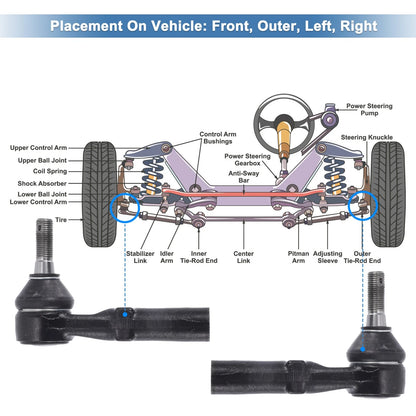 Front Outer Tie Rod End Links for Chevrolet Silverado 2500 Silverado 3500